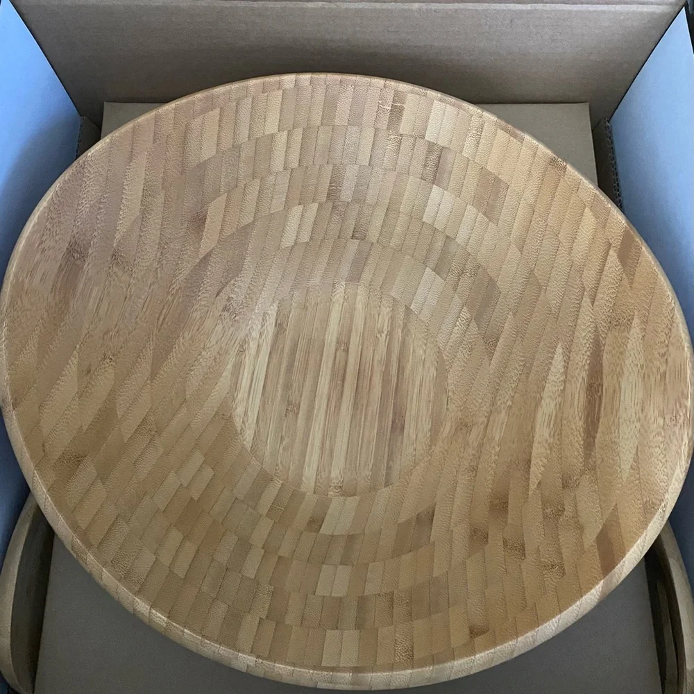 Island Bamboo Salad Serving Bowl with Utensils